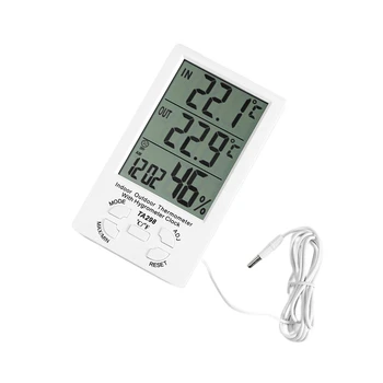 1 Kom. Prijenosni LCD ZASLON Temperatura Mjerač Vlage Unutarnji Vanjski Termometar Hygrometer Sat