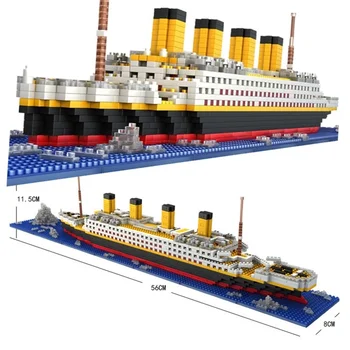 1860 sztuk Mini cegły Model Titanic Cruise Model statku łodzi DIY diament klocki zestaw dzieci zabawki cena sprzedaży