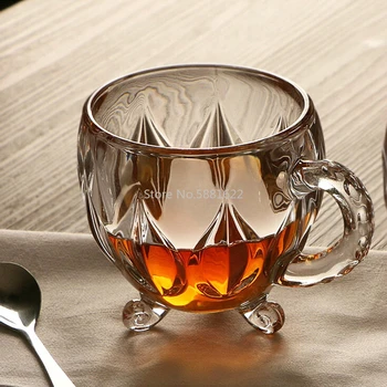 210 ml Kristalna Staklena Šalica za Čaj, Kavu, Vodu, Prozirna šalica, Domaće Mlijeko, cvjetni čaj, Čaše za Sok, Čaše, Bubalo s Ručkom za Poklon