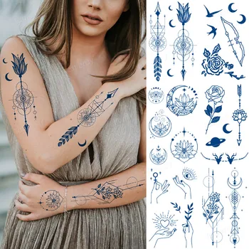 8 Listova Soka Uporni Tetovaža Tinte Body art Vodootporne Privremena Oznaka Cvijeće Strelica Žena Božur Pero Ruža Ruka Lažne Tetovaže