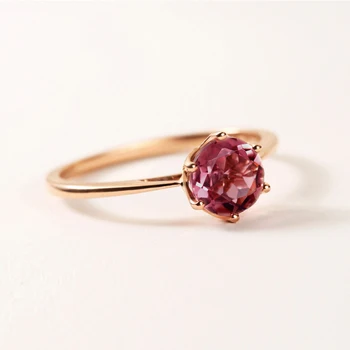 925 Sterling Srebro Ženski Slatke Prsten Prst 8 mm Crveni Kristal Odličan Klasični Prsten za Žene Gril Modni Nakit Cricle