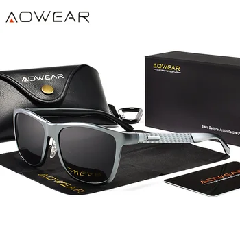 AOWEAR Gospodo Aluminijske Trg Polarizirane Sunčane Naočale Muške Luksuzne Kvalitetne Retro Sunčane Naočale Ulične Naočale Naočale Lunette De Soleil