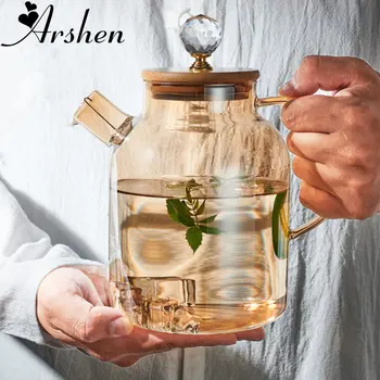 Arshen 1000 ml/1800 ml Stakleni Vrč za Vodu Za Vode Toplinu Cvjetni Čaj s Dijamantnim Poklopcem Od Nehrđajućeg Čelika Filter Spremnik Za Sok