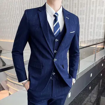 Butik 5XL (odijelo + prsluk + hlače) Muška moda Business Casual gospodin Self Nekoliko Stilova trodijelno Odijelo