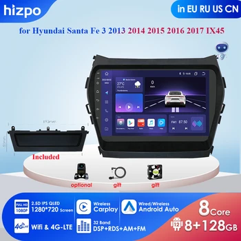 Carplay 4G-LTE 2 Din Android 12 Auto Radio Media Player za Hyundai Santa Fe 3 2013-2017 IX45 GPS Navigacija Stereo BT