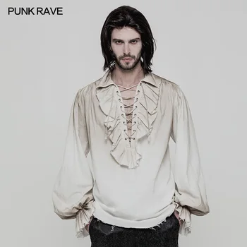Crne, Bijele Boje Punk Rave Steampunk Gotička Moda Victorian Muška t-Shirt odjeća WY873