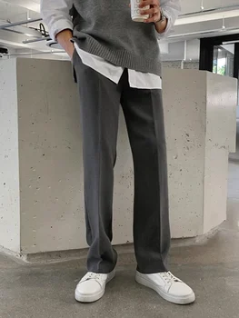 Direktan Muško Odijelo u Korejskom stilu 2023, Nove Jednostavne Besplatne Duge Hlače, Moda Jesen-Ljeto Sive Hlače 2A1177