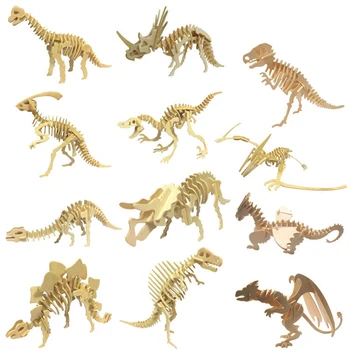 DIY dinosaur puzzle 3D trodimenzionalni drvene dječje obrazovne igračke učenici materijali ručni rad