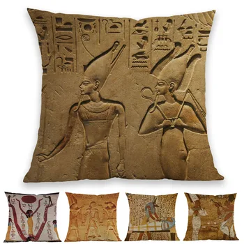 Drevni Egipat I Egipatske Freske Likovi Faraon Kraljica Anubis Znakove Jastučnicu Home Kauč Ukrasni Jastuk Torbica