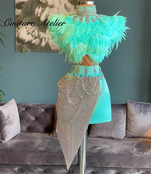 Elegant Feathers Sirena Prom Dresses 2022 Homecoming Dress Birthday Party Gowns Mini Cocktail Gowns Beaded haljinu za maturalnu