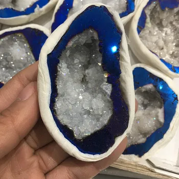 Energetska Prirodne stijene i minerale uzorak plavi galvanske Crystal друзы dragulj жеода meditacija iscjeljivanje na poklon