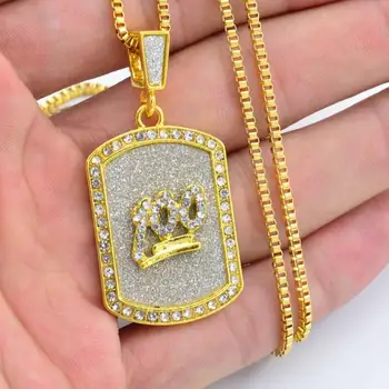 Identitet hip-hop muška 100 bodova vojna tag privjesak ogrlica moda luksuzni nakit nositi visoke kvalitete