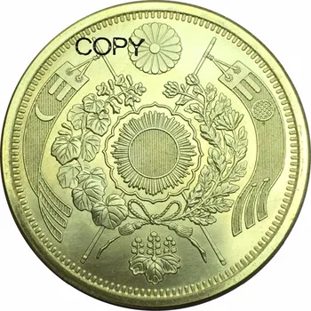 Japan 20 Jena Zlatnik Meiji 1880 g. Латунная Metalni Kopija Kopije Kovanica