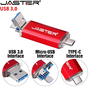 JASTER 3 u 1 USB 3.0 Flash memorija od 128 GB Rose Gold TYPE-C Memory Stick 64 GB, Crni, Micro USB Flash drive 32 GB Crvena OTG flash drive 16 GB