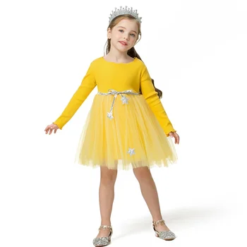Jesenje haljine Za djevojčice, dječje 2, 3, 4, 5, 6, 7 godina, nadvoji suknja-svežanj Princeza s dugim rukavima za Rođendan, Casual Odjeća, Dječja zimska haljina