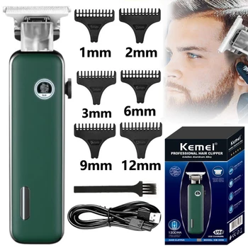 Kemei Novi Dizajn USB-Punjive štipaljke Za Kosu, električni aparat za brijanje Trimer Za Bradu, Plava Glava Za Šišanje Kose Za Muškarce Km-5098