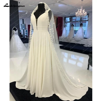 Lakshmigown Off White S V-izrez Атласное vjenčanicu u stilu Boho Cutaway 2023 Винтажное vjenčanicu za Žene Vestidos De Novia
