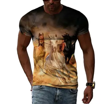 Ljetna Moda Grafički Životinja Konj Majice Za Muškarce Svakodnevno 3D t-Shirt S po cijeloj površini Hip Hop Harajuku Identiteta Cijele Sredstva Za Njegu Kože Vrat Kratak Rukav