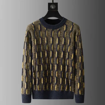 Luksuzni individualni kreativni жаккардовый kontrast džemper za muškarce 2022 zimskom termalnom dres, trendy i casual džemper mladih