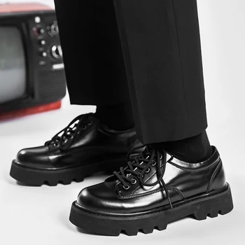 Muška Uličnu odjeću u Japanskom stilu карадзюку, korejski Stil Vintage Casual Cipele Od Prave Kože Na Debelo Platformi, Soft Muška Модельная Kožne Cipele