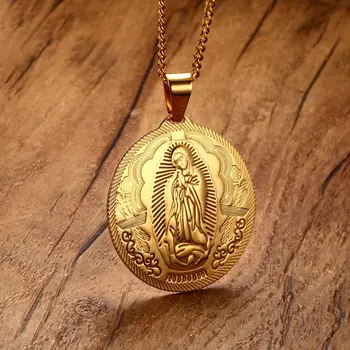 Muške Ogrlice Djevica Marija Marija Prekrasna Medalja Zlatna boja Nakit od Nehrđajućeg Čelika