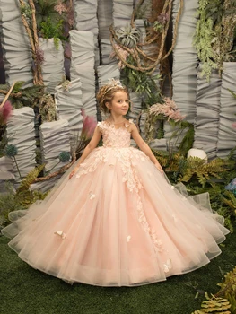 Nova Haljina Princeze s Cvijećem, Izvezena Perle, Dužine Do Poda, 3D Haljine s Cvjetnim Uzorkom Za Djevojčice, Smještaj za Haljina Za Djevojčice, Haljine Za Prvu Pričest