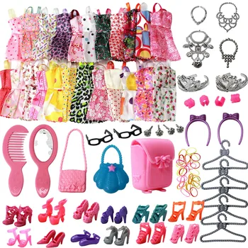NOVI 1 Komplet Odjeće za Lutke Barbie, Cipele, Čizme, Mini haljinu, Torbe, Vješalice s Krunom, Naočale, Pribor za lutke, Dječja Moda igračka 12