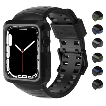 [Novo] Silikonski remen Apple Watch s čvrstim kućištem za iWatch 45 mm 44 mm, sportski remen Apple Watch Fullmosa za Series 7 / SE/6/5/4