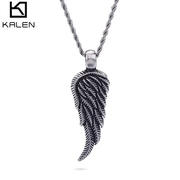 Ogrlica KALEN s krilima od nehrđajućeg čelika S perjem