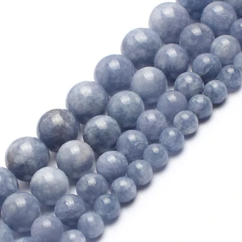 Perle od prirodnog Kamena, Plave Ангелит, Krug Slobodnih Razuporne Perle za Izradu Nakita, 6/8/10/12 mm, Nit je 15 