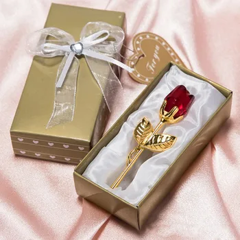 Poklon za Valentinovo Kristalna Staklena Ruža Umjetni Cvijet Silver Zlatni Štap Cvijet Ruže za Gf Svadbene Darove za Gosta