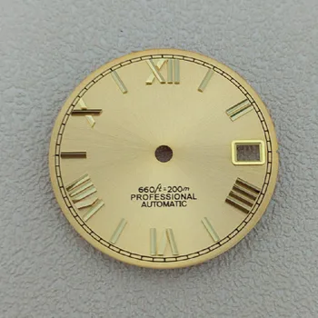 Pribor za sat Brojčanik Zlatni Crna Ljubičasta Siva Sunburst Spike Brojčanik 28,5 mm, Bez pozadinskog Osvjetljenja za NH35/36 Mehanizam kućište Datum ' S logo
