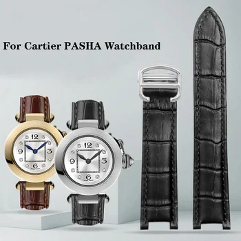 Remen za sat od prave kože za muškarce i žene Cartier PASHA W3108/HPI004, Sklopivi spone, konkavni remen, 21x15 m, 20x12 mm, 18x10 gt gunmetal mm, Narukvica