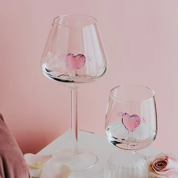 Skandinavski kreativna staklene par šalice čaše instagram pink ljubav čaše za crvena vina čaše za koktele
