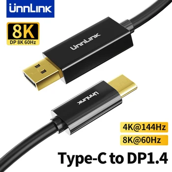 Unnlink 8K60Hz 4K144Hz USB C DP Kabel Type C Thunderbolt4 na DisplayPort 1.4 Pretvarač Adapter za Macbook Pro, Samsung, Huawei