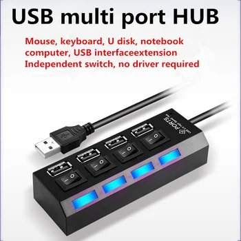 USB Hub 2.0 Je Multi USB 2.0 Hub velike brzine Led 4/7 USB Portova Razdjelnik Za PC računala Pribor Laptop SA ON/OFF