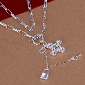 Veleprodaja nakita sa srebrnim premazom Križ Checkered Ogrlice, Privjesci Novi Dizajn, SMTN023