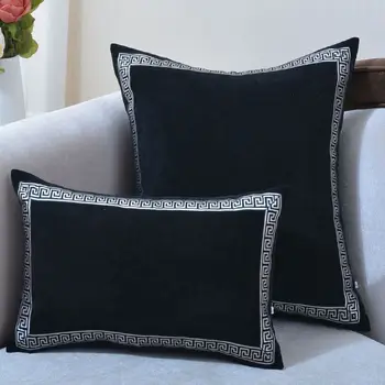 Visokokvalitetna Neoklasična Poklopac naslona Novi kineski stil Europska torbica za jastuk baršun Vez šivanje presvlaka jednobojnu
