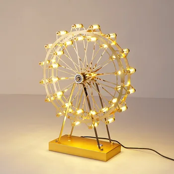 Zlatna Nehrđajućeg Čelika Kreativna Wheel Led Svjetiljka S Zatamnjenje Noćni Dekor Lampe Moderna Eiffelov Toranj Osobna Pisma